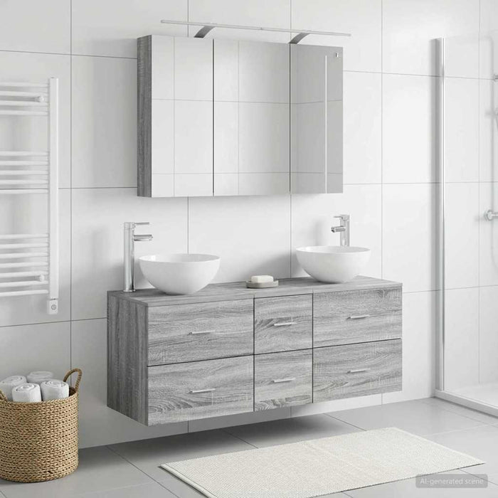 Set de mobilier pentru baie 4 pcs Sonoma gri WALTI
