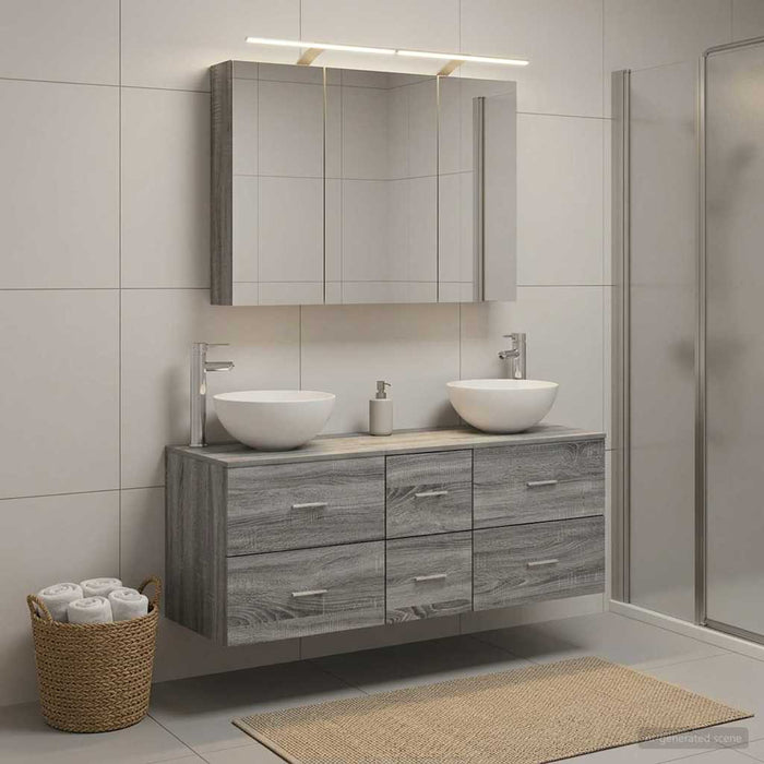 Set de mobilier pentru baie 4 pcs Sonoma gri WALTI