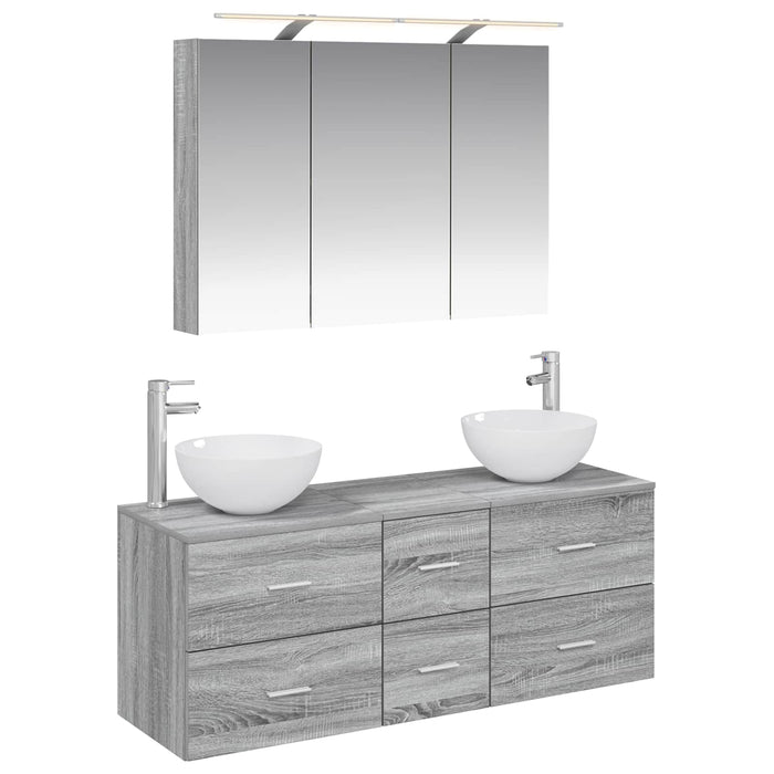 Set de mobilier pentru baie 4 pcs Sonoma gri WALTI