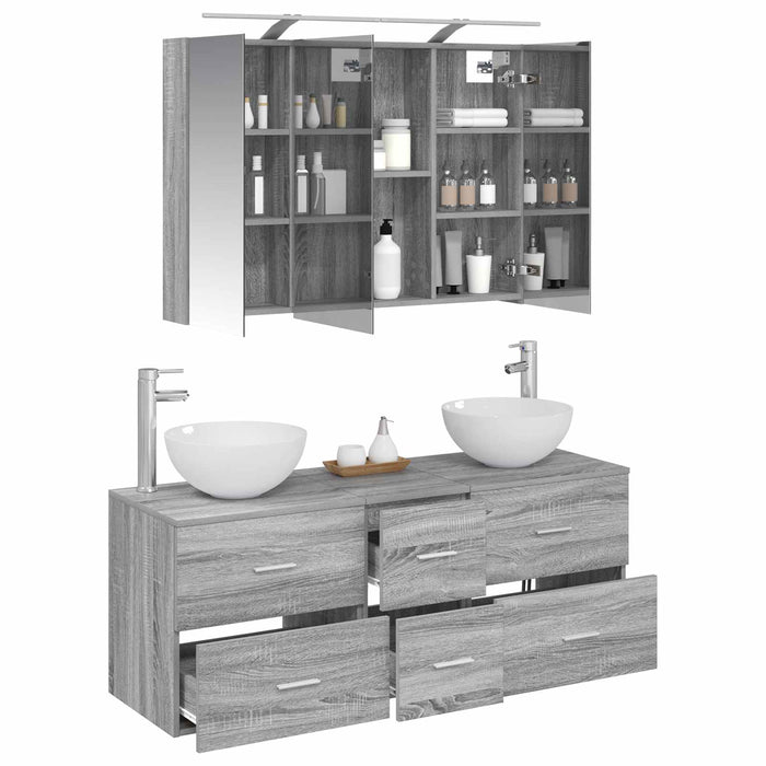 Set de mobilier pentru baie 4 pcs Sonoma gri WALTI