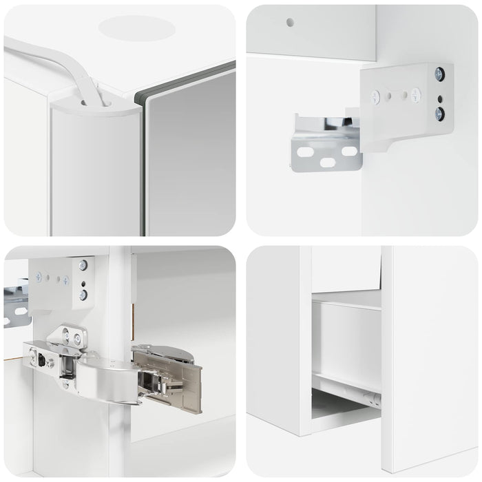 Set de mobilier pentru baie 4 pcs Alb Lemn prelucrat și sticlă WALTI