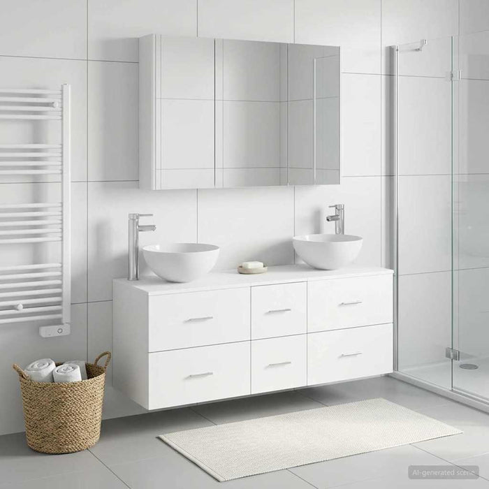 Set de mobilier pentru baie 4 buc. Alb Lemn prelucrat și sticlă WALTI