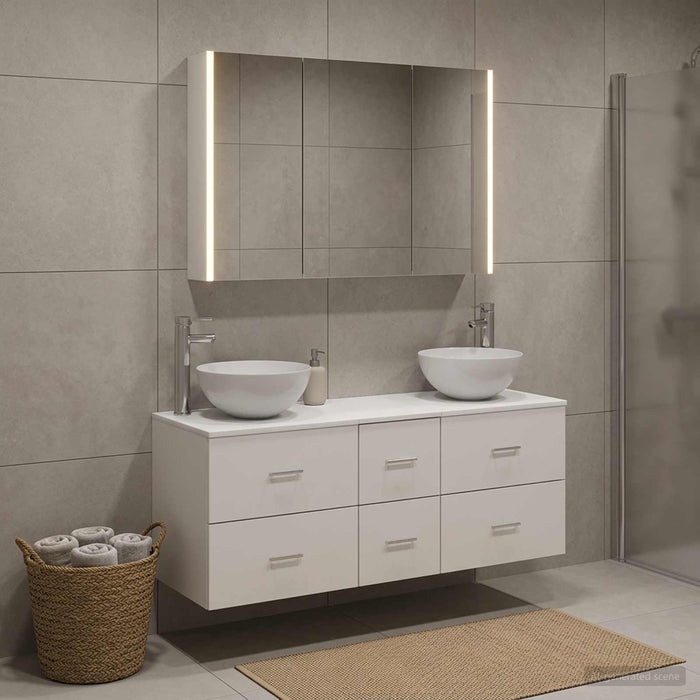 Set de mobilier pentru baie 4 buc. Alb Lemn prelucrat și sticlă WALTI