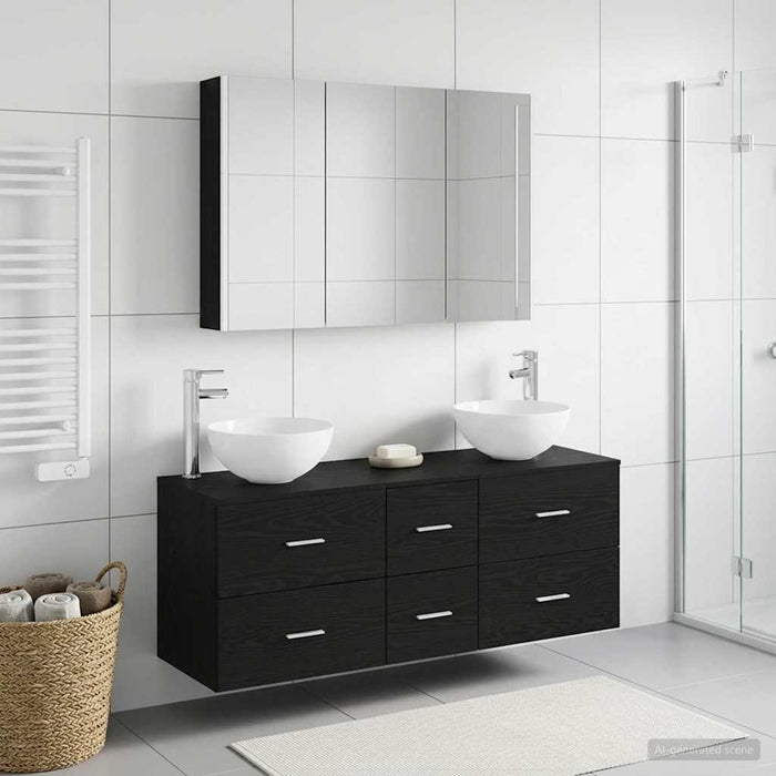 Set de mobilier pentru baie 4 buc. Stejar Negru - WALTI WALTI