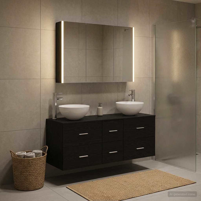 Set de mobilier pentru baie 4 buc. Stejar Negru - WALTI WALTI