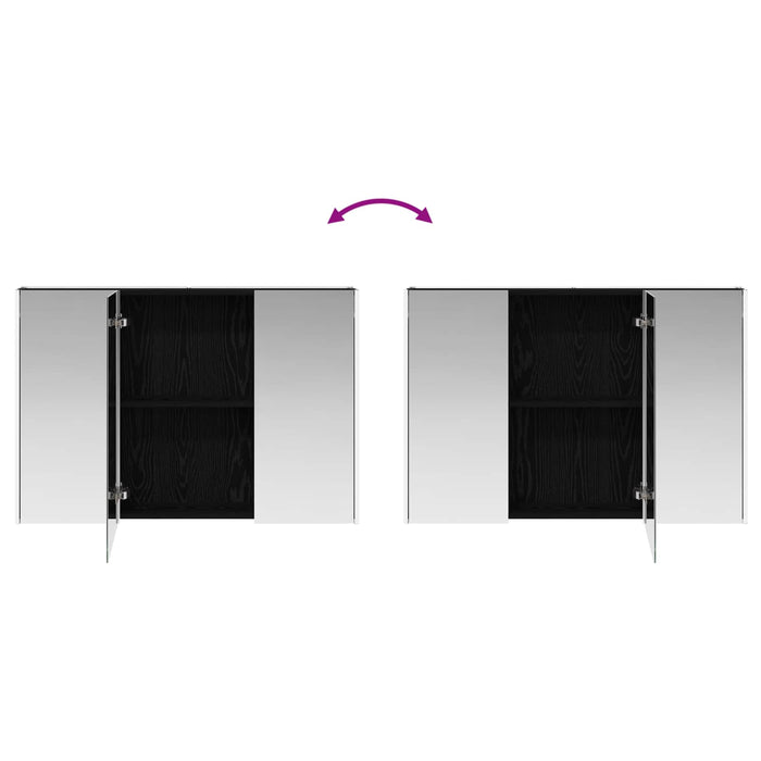 Set de mobilier pentru baie 4 pcs Stejar Negru WALTI