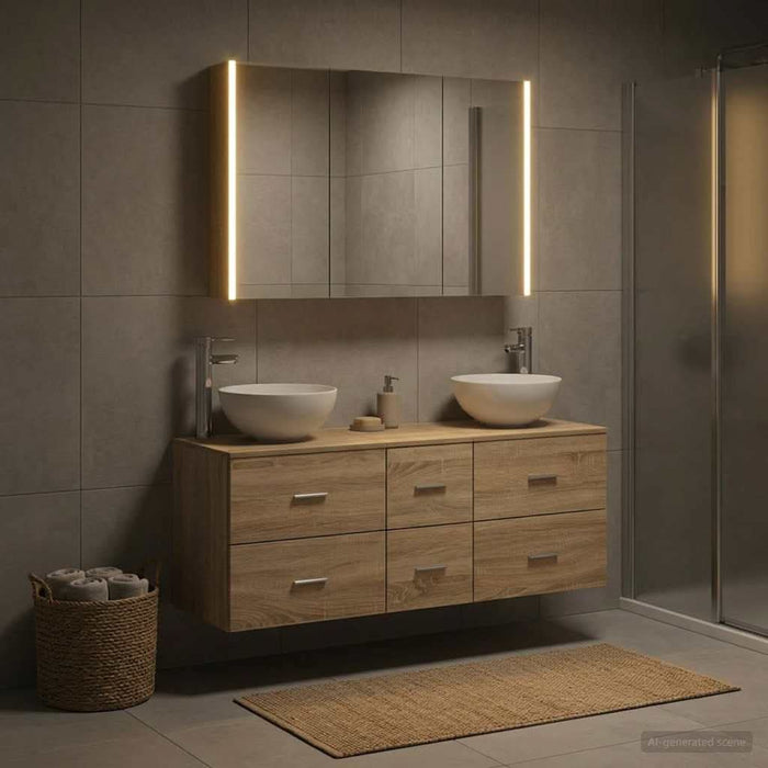 Set de mobilier pentru baie 4 buc. Stejar Sonoma WALTI