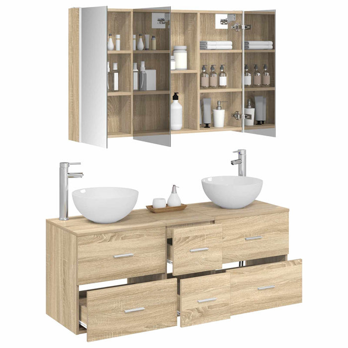 Set de mobilier pentru baie 4 pcs Stejar Sonoma WALTI