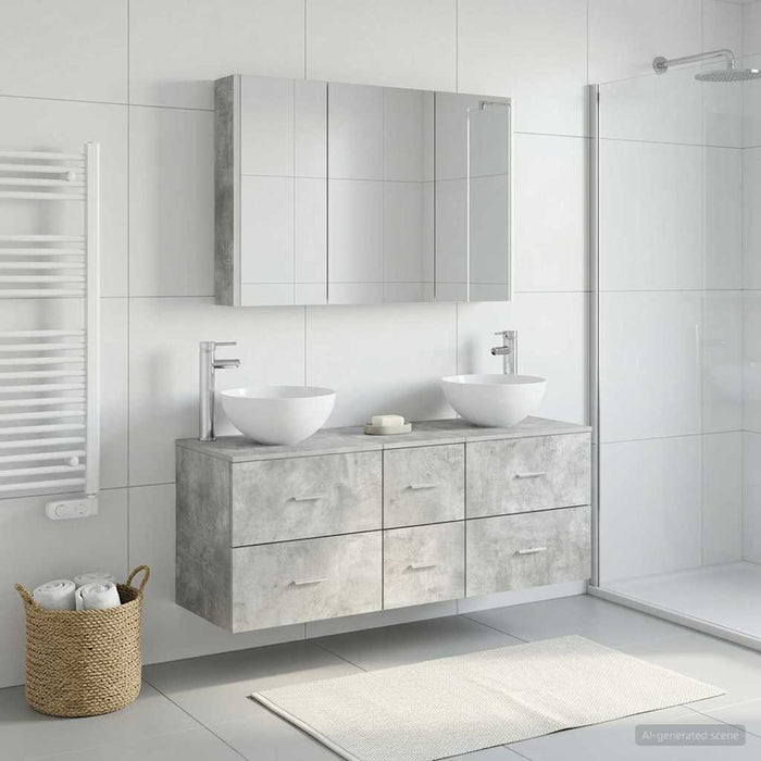 Set de mobilier pentru baie 4 buc. Gri Beton - WALTI WALTI