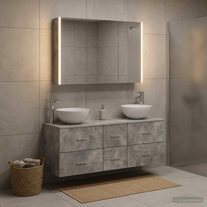 Set de mobilier pentru baie 4 buc. Gri Beton - WALTI WALTI