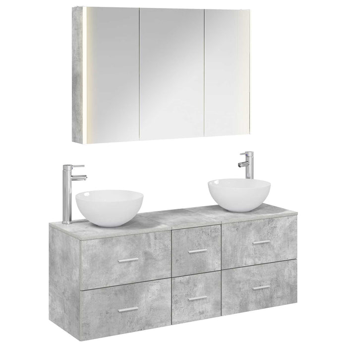 Set de mobilier pentru baie 4 pcs Gri Beton WALTI