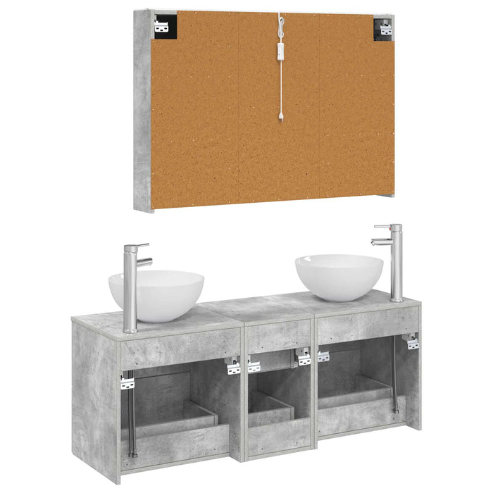 Set de mobilier pentru baie 4 pcs Gri Beton WALTI