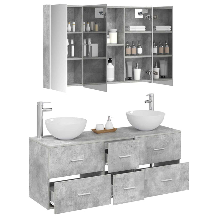 Set de mobilier pentru baie 4 pcs Gri Beton WALTI