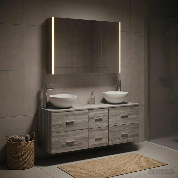 Set de mobilier pentru baie 4 buc. Sonoma gri WALTI