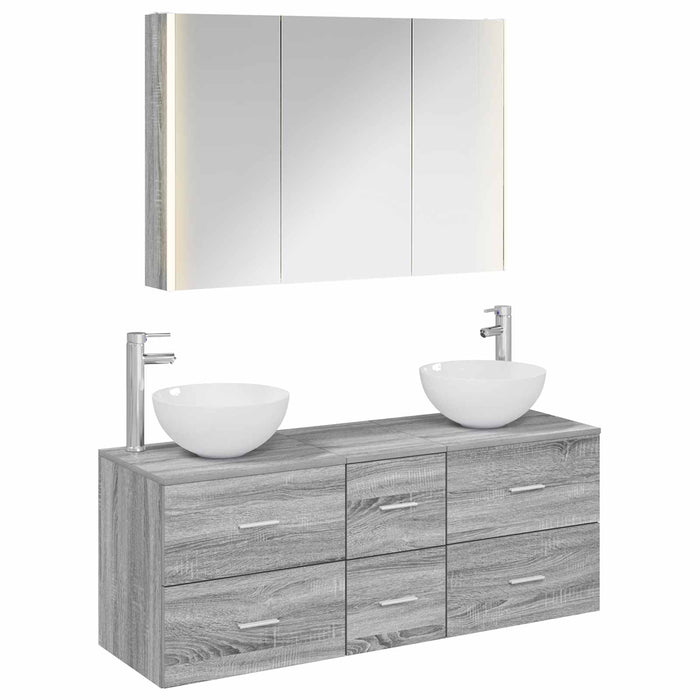 Set de mobilier pentru baie 4 pcs Sonoma gri WALTI