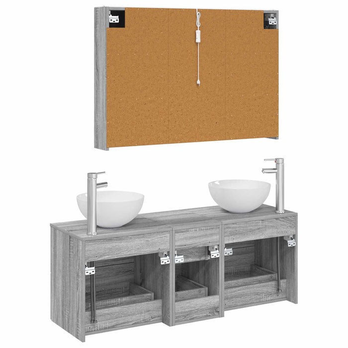 Set de mobilier pentru baie 4 pcs Sonoma gri WALTI