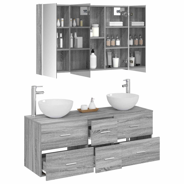 Set de mobilier pentru baie 4 pcs Sonoma gri WALTI