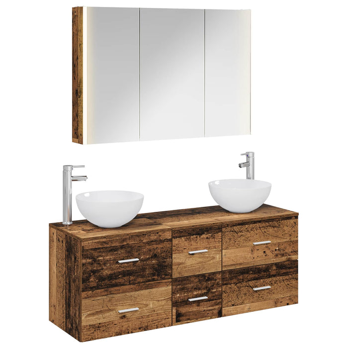 Set de mobilier pentru baie 4 pcs Lemn vechi WALTI
