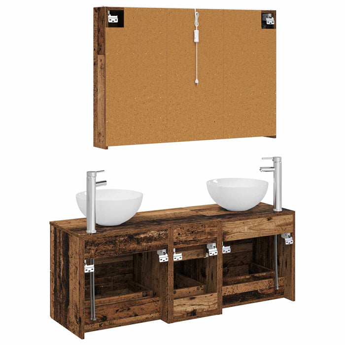 Set de mobilier pentru baie 4 pcs Lemn vechi WALTI