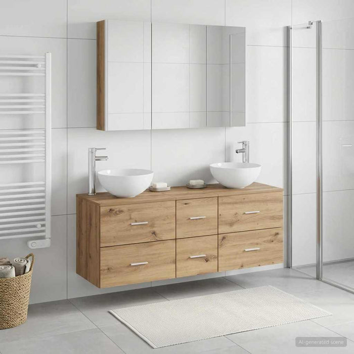 Set de mobilier pentru baie 4 buc. Stejar Artizanal WALTI