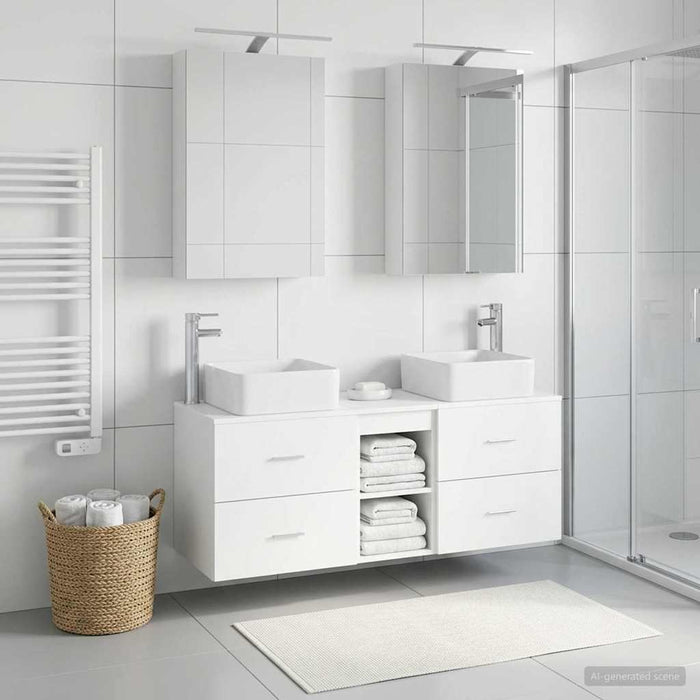 Set de mobilier pentru baie 5 pcs Alb Lemn prelucrat și sticlă WALTI