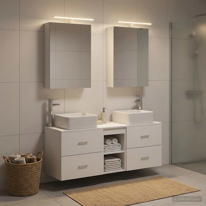 Set de mobilier pentru baie 5 pcs Alb Lemn prelucrat și sticlă WALTI
