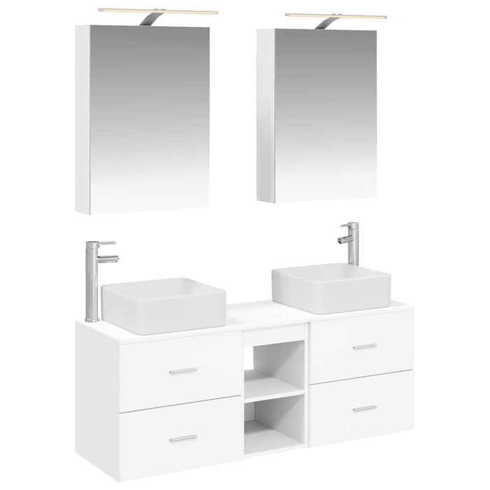 Set de mobilier pentru baie 5 pcs Alb Lemn prelucrat și sticlă WALTI