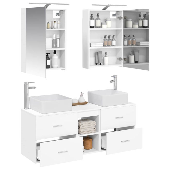 Set de mobilier pentru baie 5 pcs Alb Lemn prelucrat și sticlă WALTI