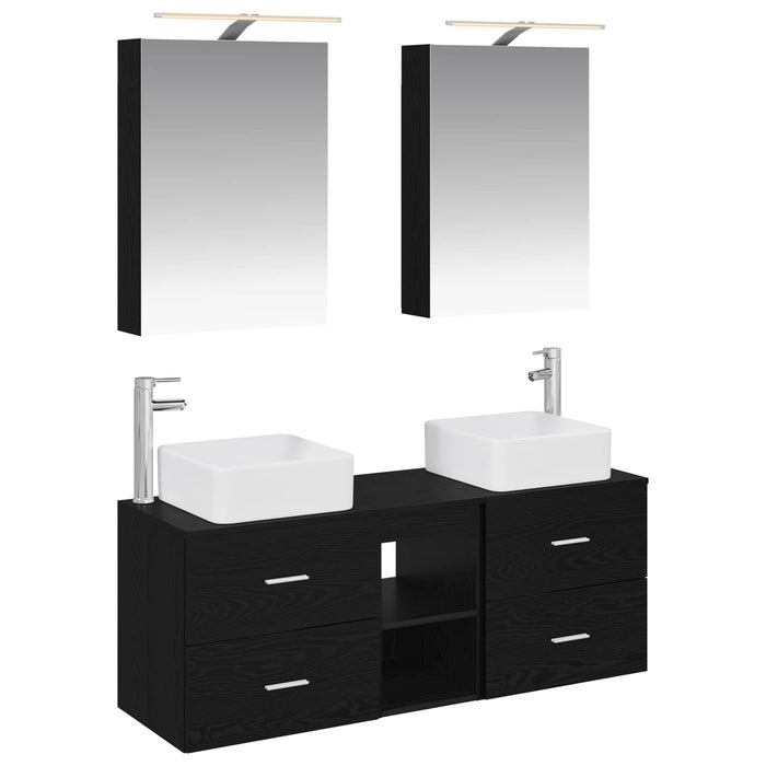 Set de mobilier pentru baie 5 pcs Stejar Negru WALTI