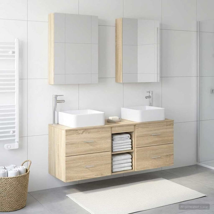 Set de mobilier pentru baie 5 buc. Stejar Sonoma - WALTI WALTI