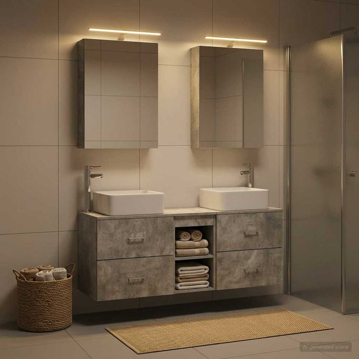 Set de mobilier pentru baie 5 buc. Gri Beton WALTI
