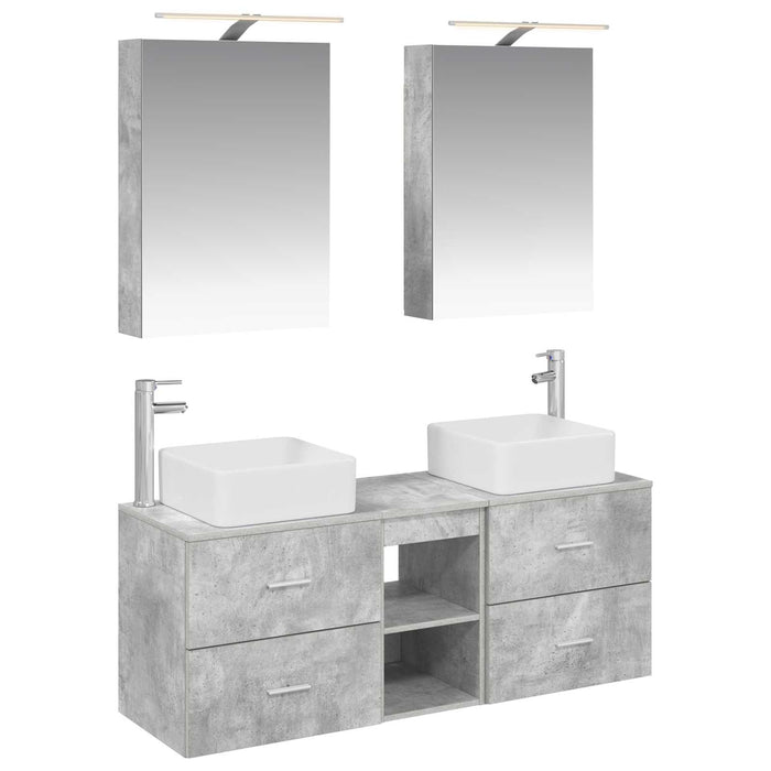 Set de mobilier pentru baie 5 pcs Gri Beton WALTI