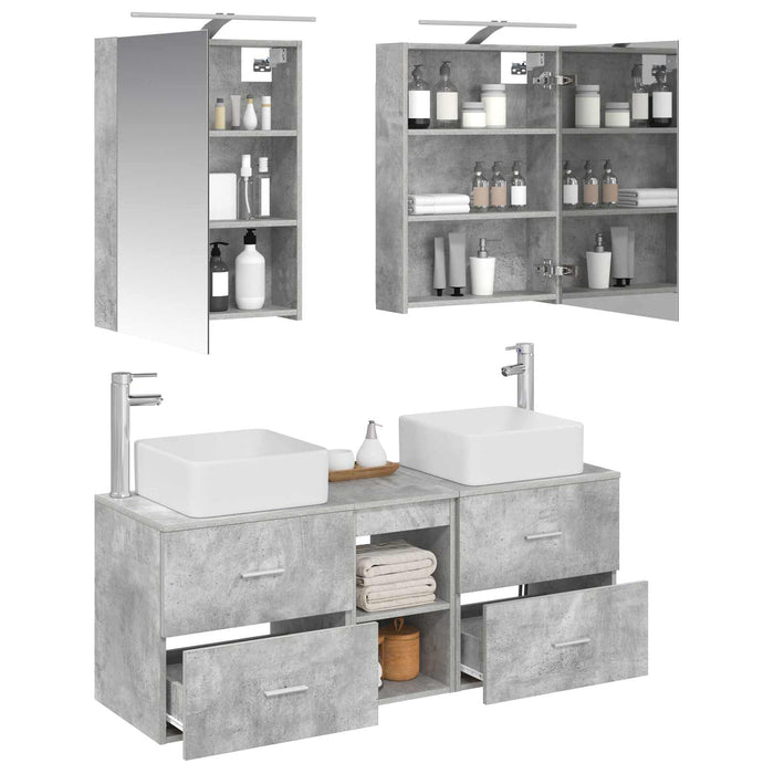 Set de mobilier pentru baie 5 pcs Gri Beton WALTI