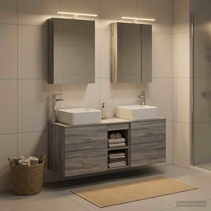 Set de mobilier pentru baie 5 buc. Sonoma gri WALTI