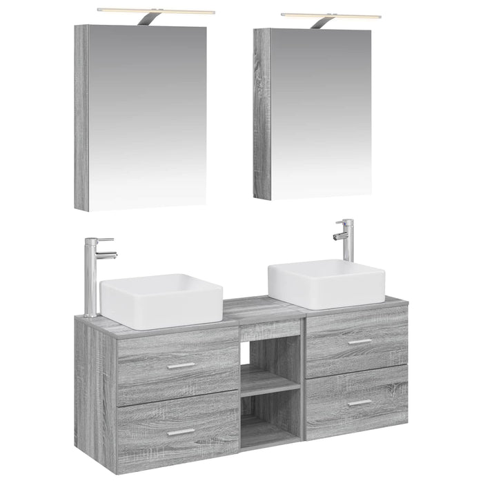 Set de mobilier pentru baie 5 pcs Sonoma gri WALTI