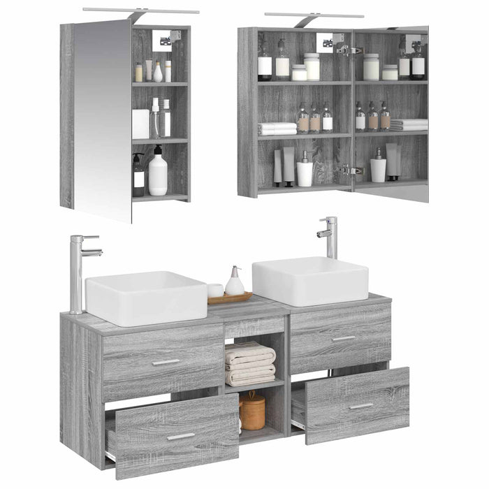 Set de mobilier pentru baie 5 pcs Sonoma gri WALTI