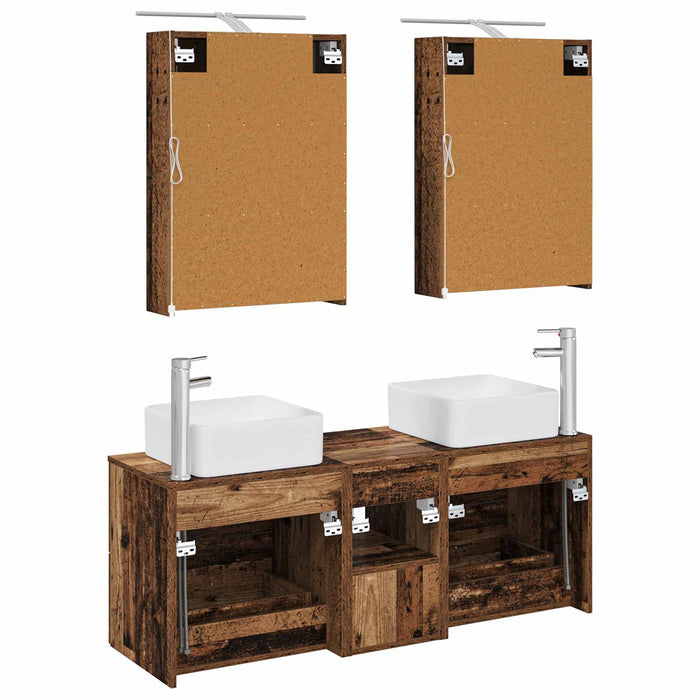 Set de mobilier pentru baie 5 pcs Lemn vechi WALTI