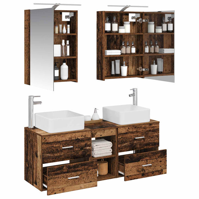 Set de mobilier pentru baie 5 pcs Lemn vechi WALTI