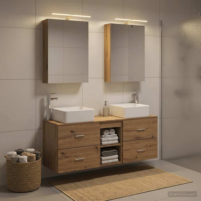 Set de mobilier pentru baie 5 buc. Stejar Artizanal - WALTI WALTI