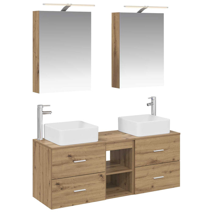 Set de mobilier pentru baie 5 pcs Stejar Artizanal WALTI
