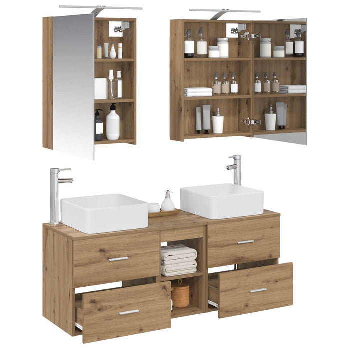 Set de mobilier pentru baie 5 pcs Stejar Artizanal WALTI