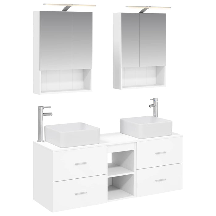 Set de mobilier pentru baie 5 pcs Alb Lemn prelucrat și sticlă WALTI