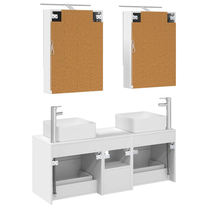 Set de mobilier pentru baie 5 pcs Alb Lemn prelucrat și sticlă WALTI