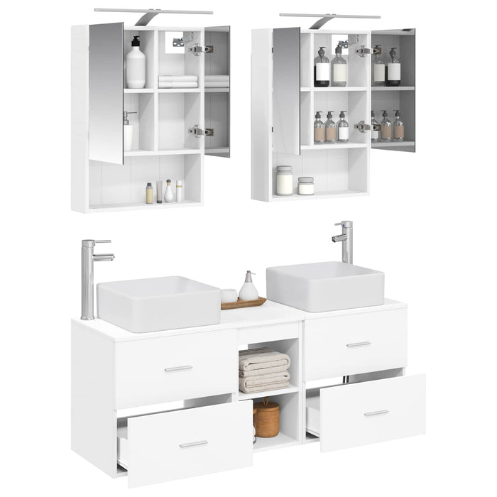Set de mobilier pentru baie 5 pcs Alb Lemn prelucrat și sticlă WALTI