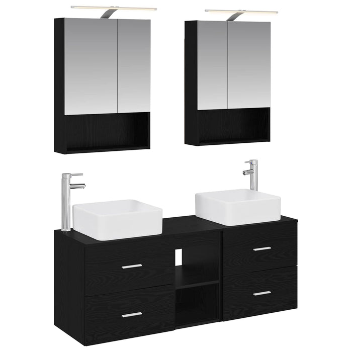 Set de mobilier pentru baie 5 pcs Stejar Negru WALTI
