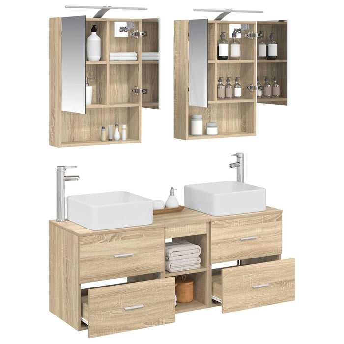 Set de mobilier pentru baie 5 pcs Stejar Sonoma WALTI