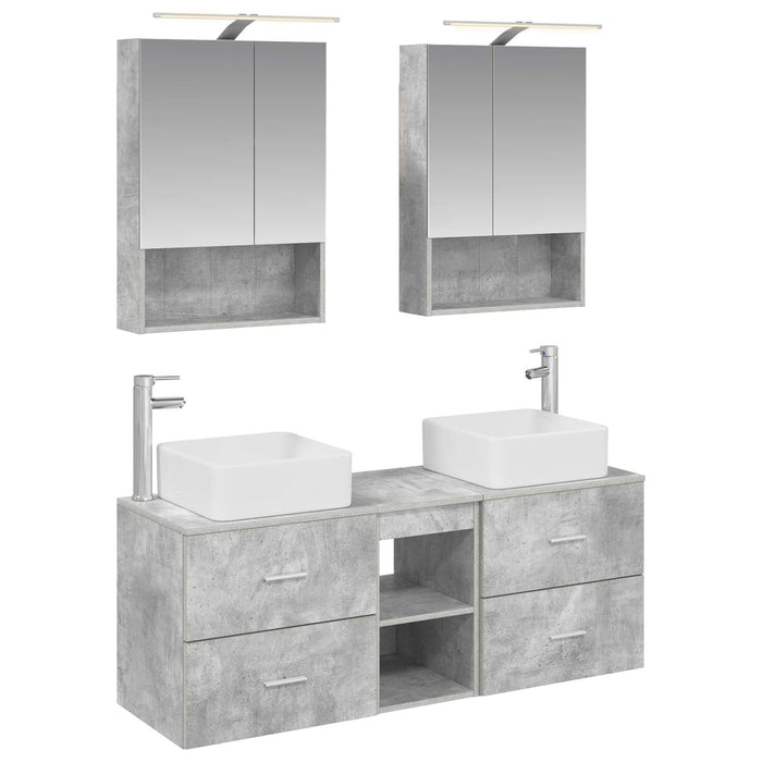 Set de mobilier pentru baie 5 pcs Gri Beton WALTI