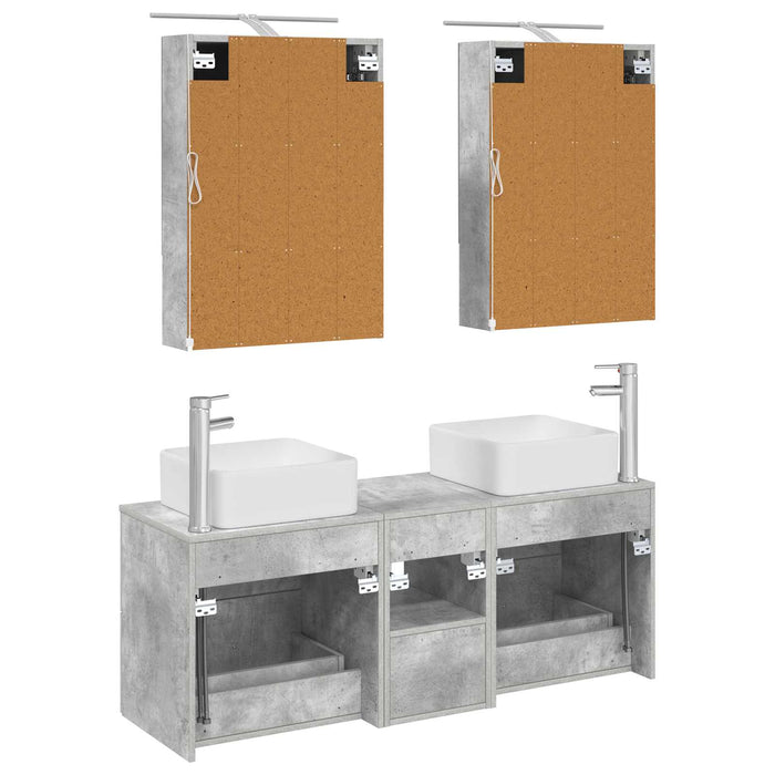 Set de mobilier pentru baie 5 pcs Gri Beton WALTI
