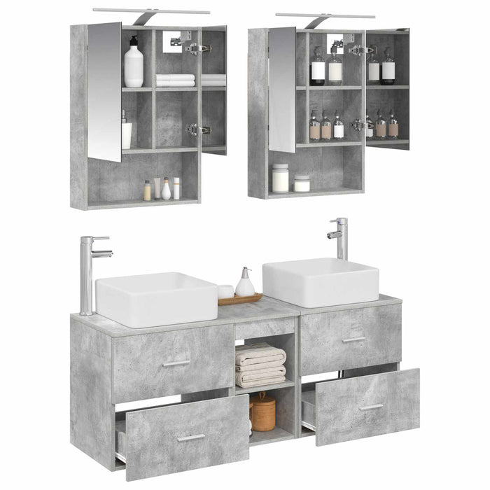 Set de mobilier pentru baie 5 pcs Gri Beton WALTI