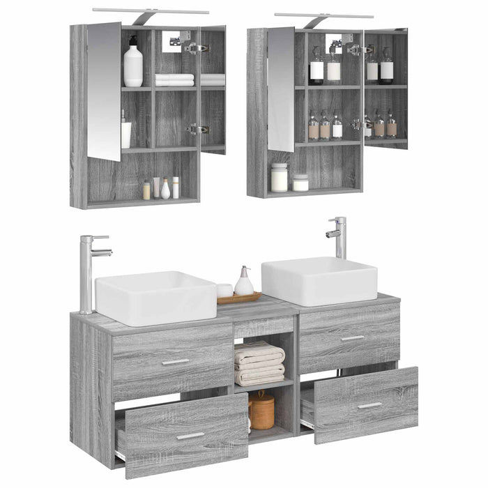 Set de mobilier pentru baie 5 pcs Sonoma gri WALTI